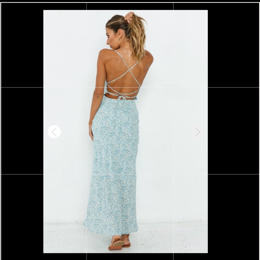 Backless Floral Midi Dress with Ties (relist)